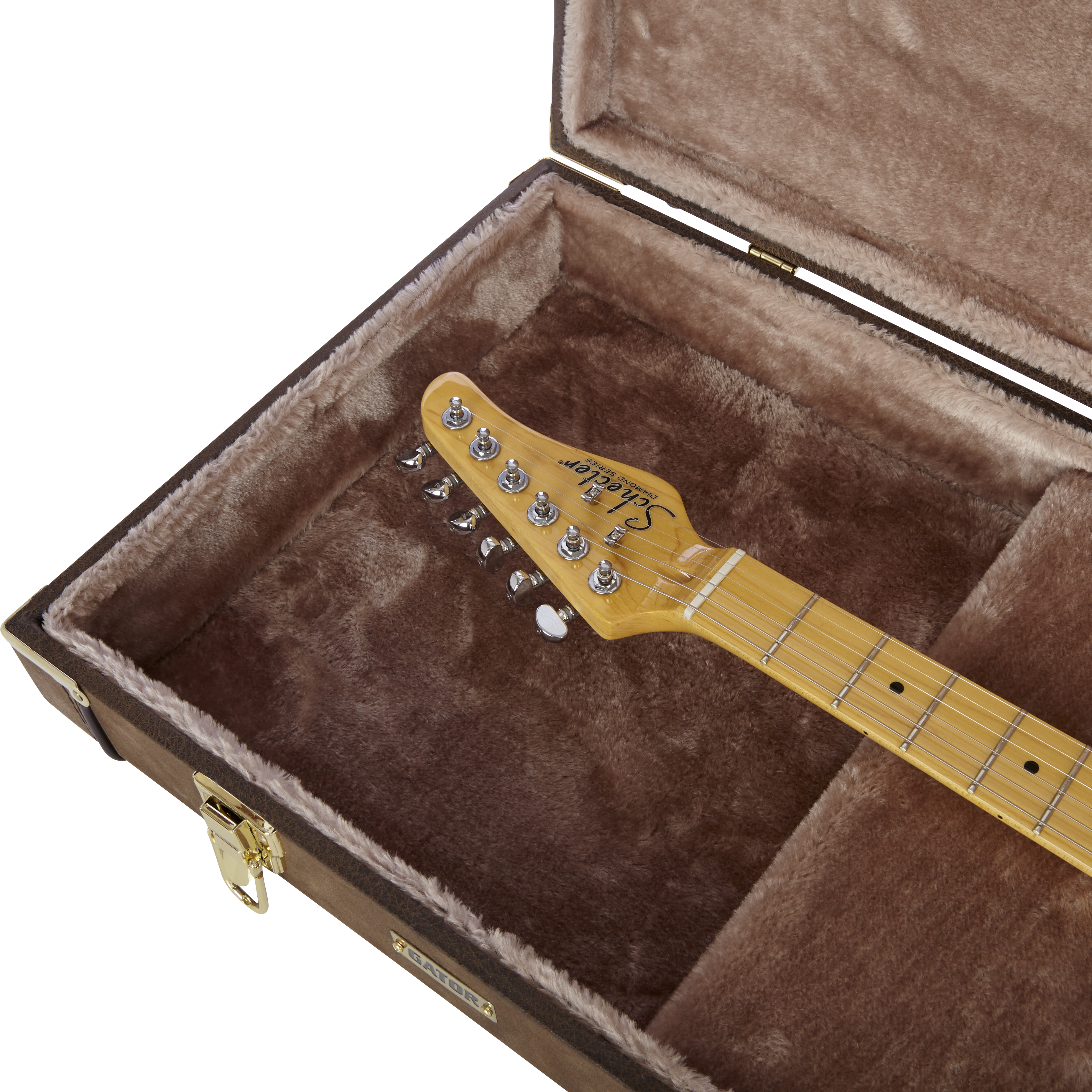 Electric Guitar Deluxe Wood Case, Vintage Brown
