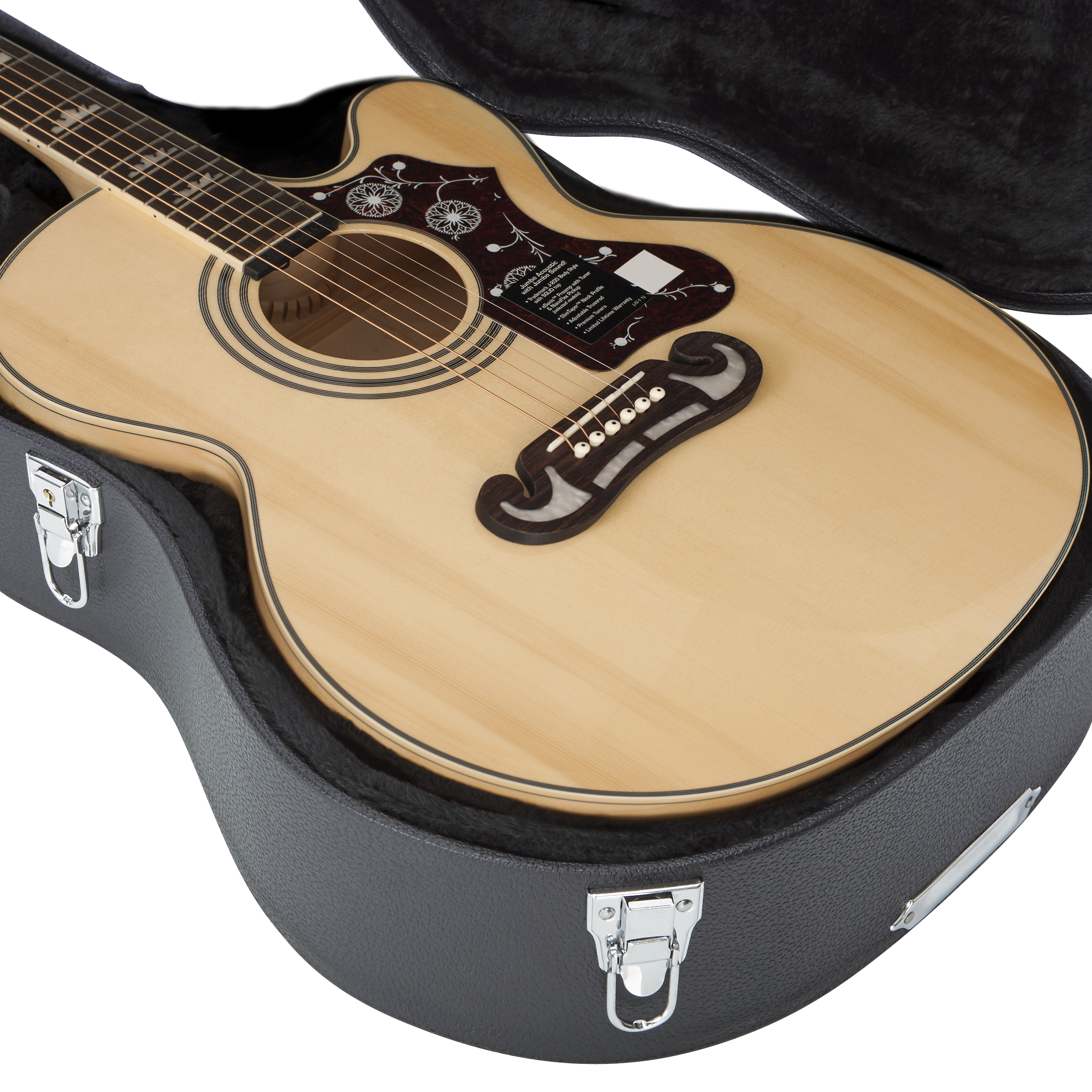 Jumbo Acoustic Guitar Deluxe Wood Case