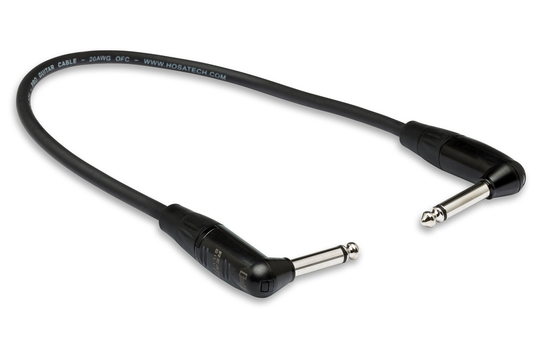 Pro Guitar Patch Cable, REAN Right-angle to Same, 12 in - Full