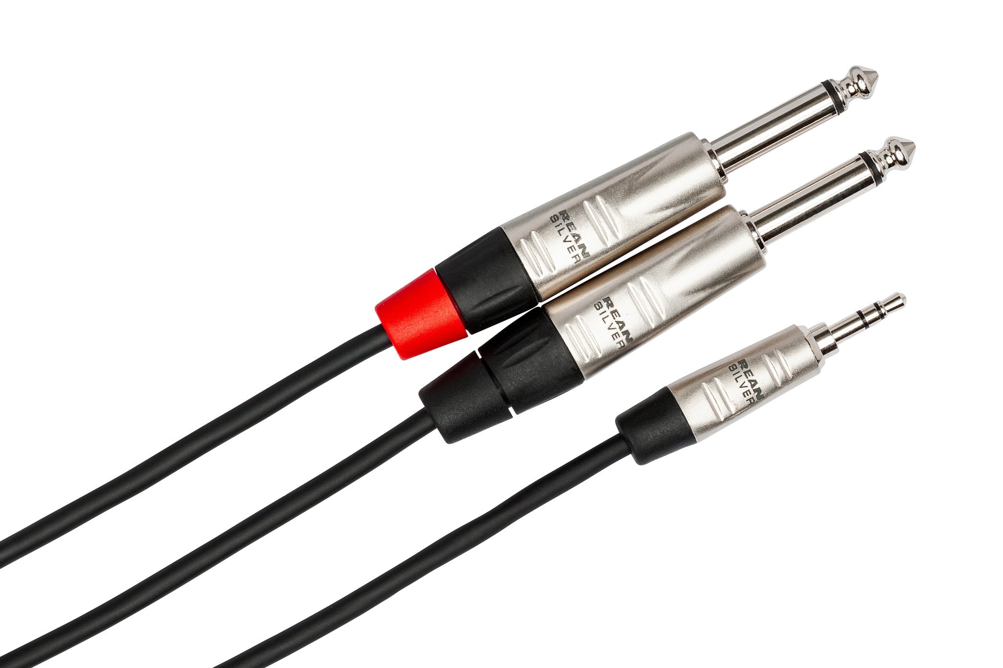 Pro Stereo Breakout, REAN 3.5 mm TRS to Dual 1/4 in TS - Angle