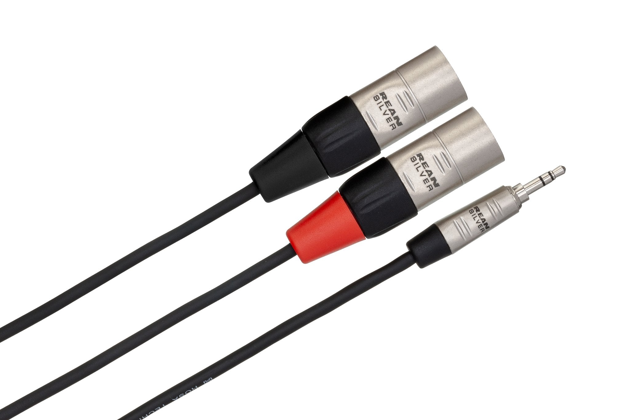 Pro Stereo Breakout, REAN 3.5 mm TRS to Dual XLR3M - Angle