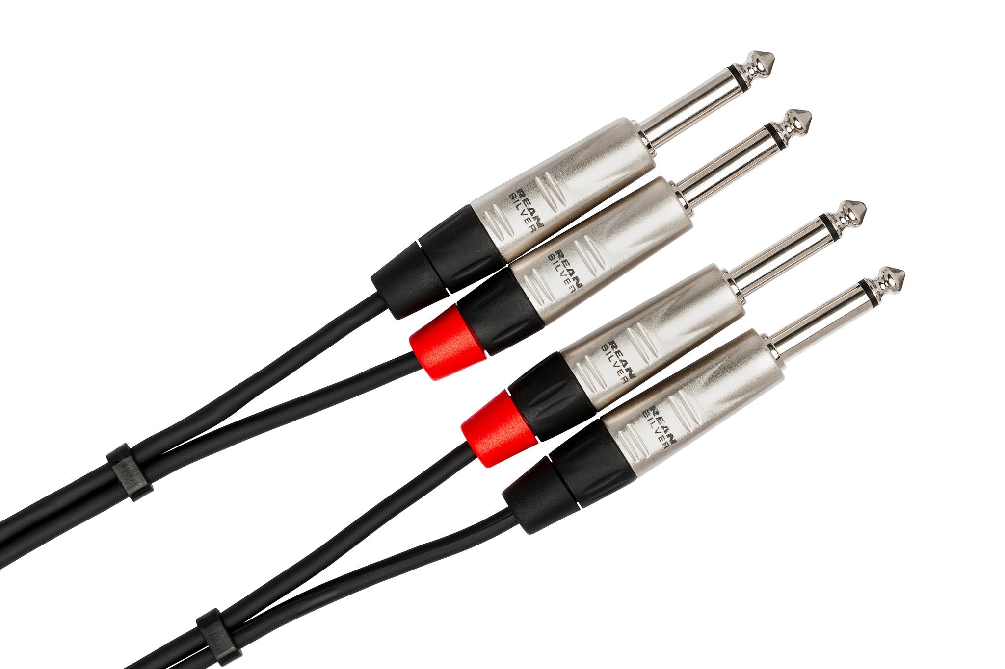 Pro Stereo Interconnect, Dual REAN 1/4 in TS to Same, 10 ft - Angle