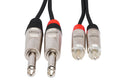 Pro Stereo Interconnect, Dual REAN 1/4 in TS to RCA, 10 ft - Front