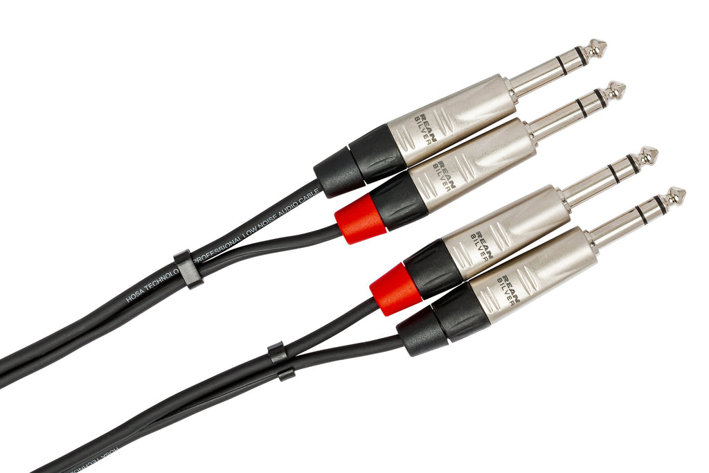 Pro Stereo Interconnect, Dual REAN 1/4 in TRS to Same, 10 ft - Angle