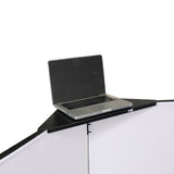 Four Panel Party Black Frame Collapse and Go DJ Facade, Two Side corner Shelves, Carry Bag, 4xBlack and 4xWhite Scrims