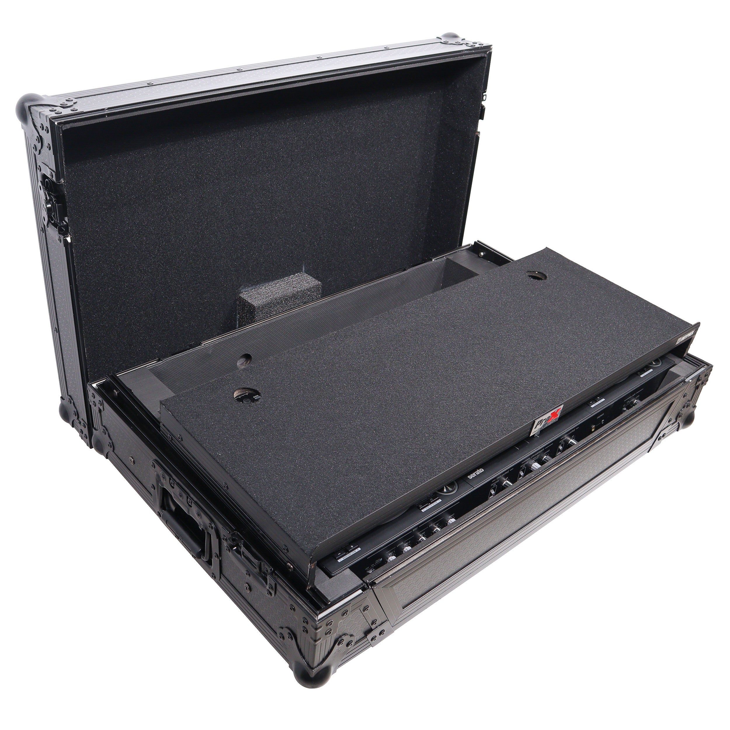ATA Flight Road Case For Hercules T7 Inpulse Controller with Laptop Shelf 1U Rack Space and Wheels - Black Finish