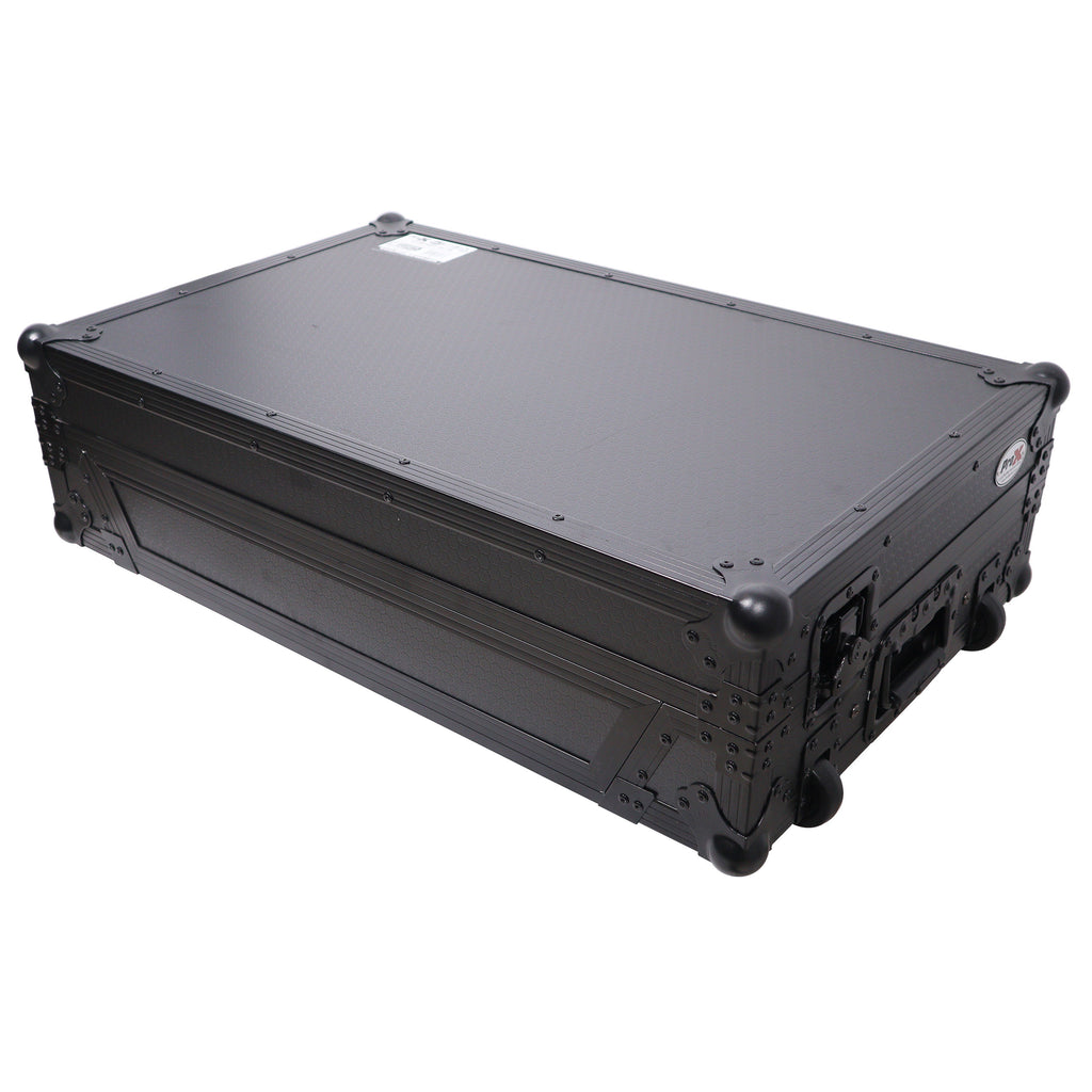 ATA Style Flight Case for Pioneer DDJ-REV7 DJ Controller with Laptop Shelf Wheels and 1U Rackspace Black Finish