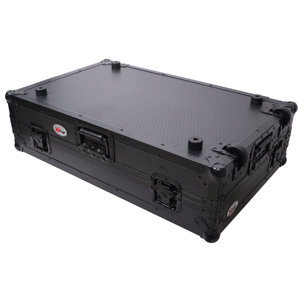 ATA Style Flight Case for Pioneer DDJ-REV7 DJ Controller with Laptop Shelf Wheels and 1U Rackspace Black Finish
