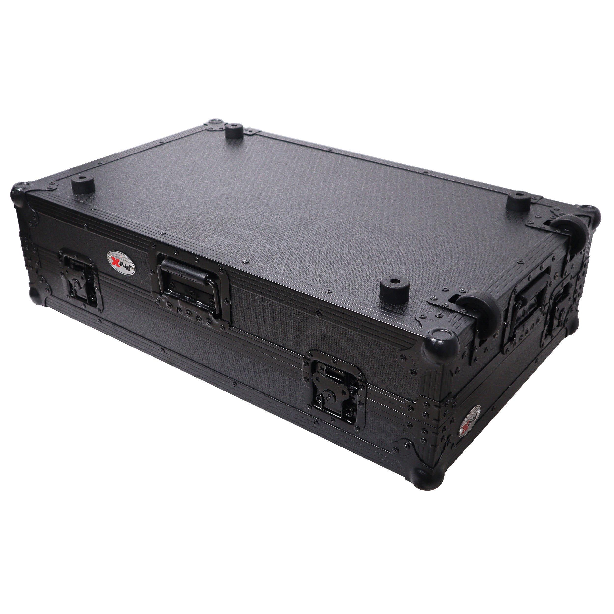 ATA Style Flight Case for Pioneer DDJ-REV7 DJ Controller with Laptop Shelf Wheels and 1U Rackspace Black Finish