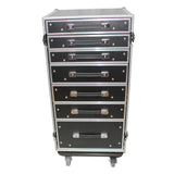 7 Utility Drawer ATA Flight Style Case with Fold out Left Right Side Mounting Removable Table and 4 inch Casters