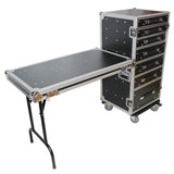 7 Utility Drawer ATA Flight Style Case with Fold out Left Right Side Mounting Removable Table and 4 inch Casters