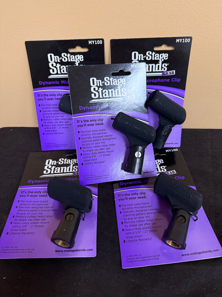 On Stage MY100 Unbreakable Dynamic Rubber Mic Clip 5 pack