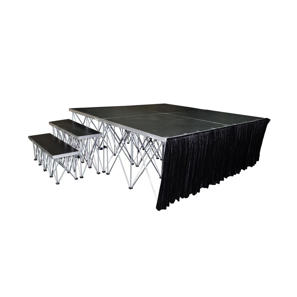 32" 8ft Width Black Portable Stage Skirt Polyester Fire-Retardant Platform Skirting