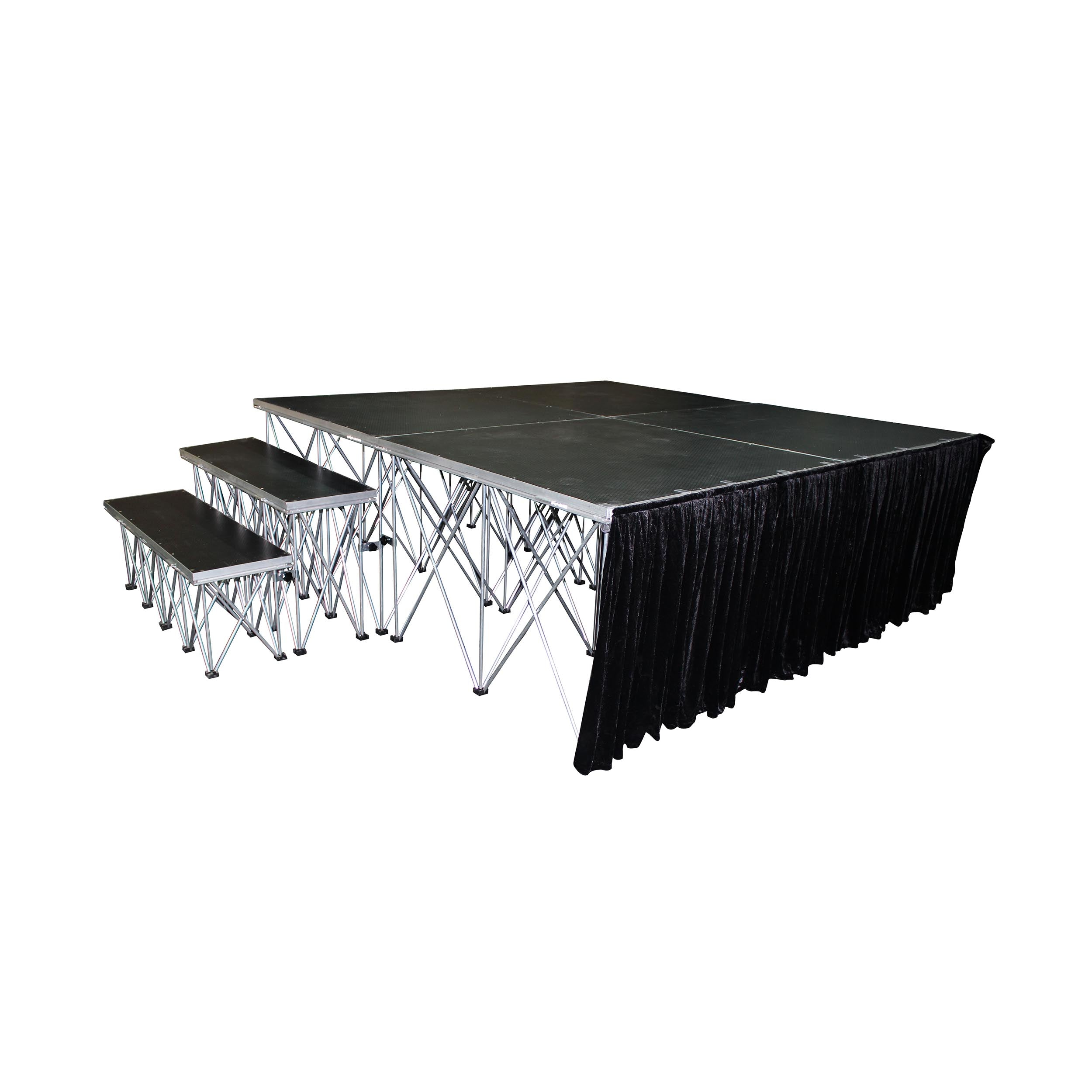 32" 8ft Width Black Portable Stage Skirt Polyester Fire-Retardant Platform Skirting
