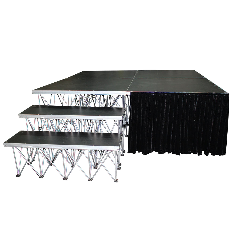 24" 8ft Width Black Portable Stage Skirt Polyester Fire-Retardant Platform Skirting