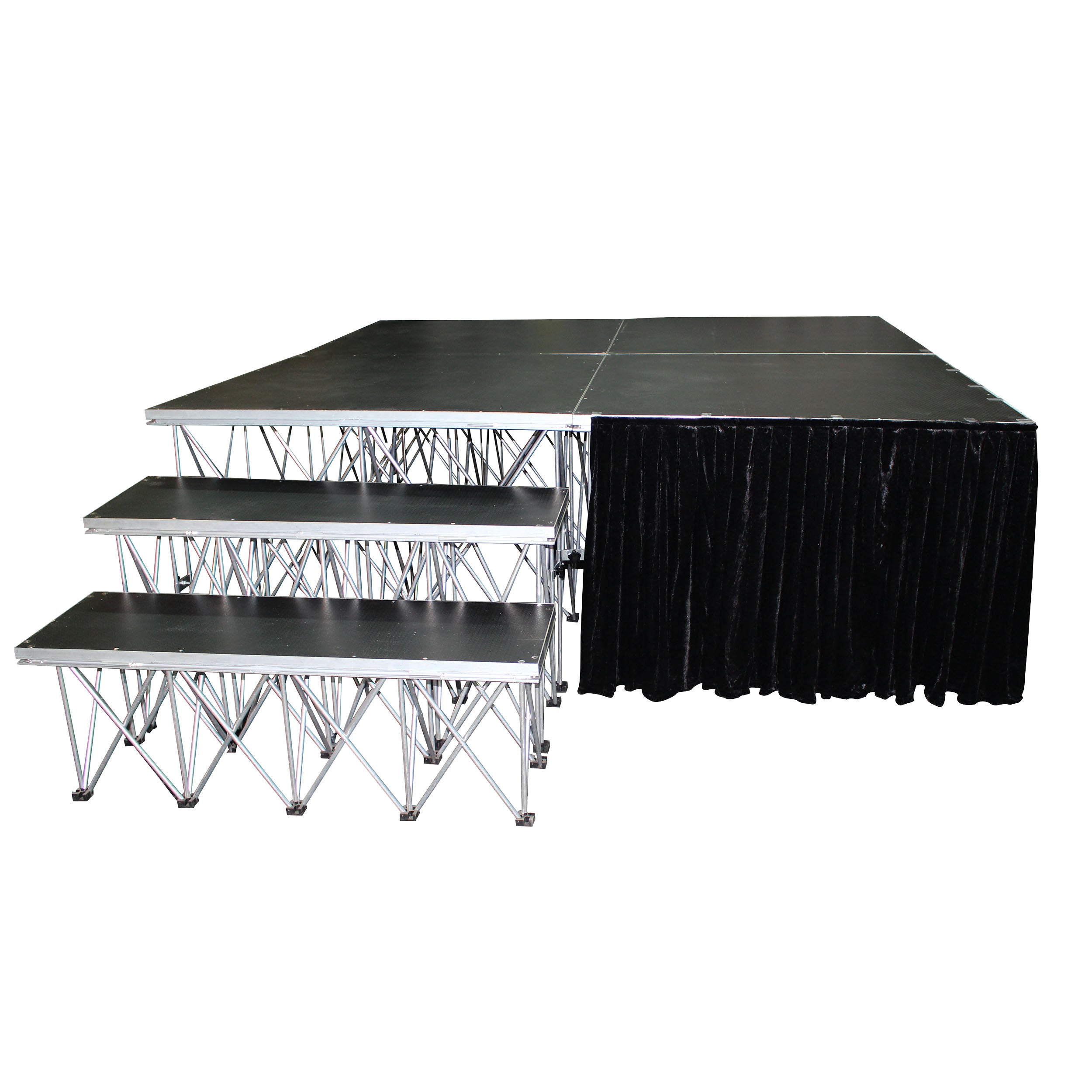 24" 8ft Width Black Portable Stage Skirt Polyester Fire-Retardant Platform Skirting