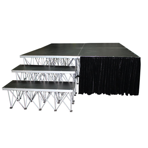 16" 8ft Width Black Portable Stage Skirt Polyester Fire-Retardant Platform Skirting