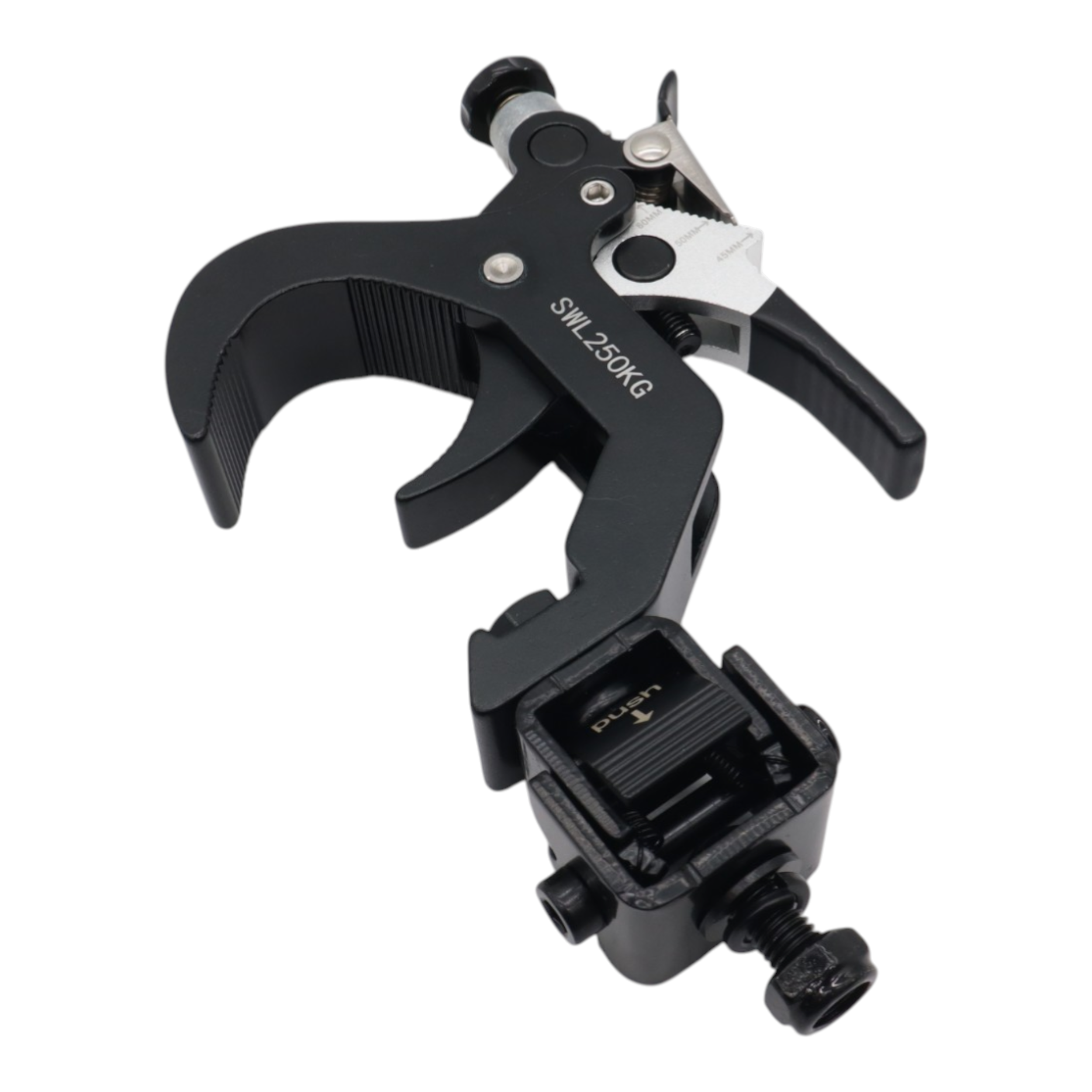 4 Quick 90º Folding XPress Trigger Truss Clamp Clamp Moving Head Adapters with Quick Press Trigger Truss 2 in. Black Finish