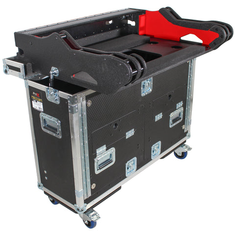 Yamaha TF5 Flip-Ready Hydraulic Console Easy Retracting Lifting Flight Case and wheels incl Laptop Monitor Arm