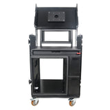 Mobile AV Broadcasting Streaming Recording Studio Workstation Case with 4U Top 12U Bottom Black Finish