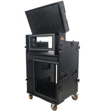 Mobile AV Broadcasting Streaming Recording Studio Workstation Case with 4U Top 12U Bottom Black Finish
