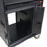 Mobile AV Broadcasting Streaming Recording Studio Workstation Case with 4U Top 12U Bottom Black Finish