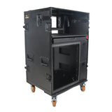 Mobile AV Broadcasting Streaming Recording Studio Workstation Case with 4U Top 12U Bottom Black Finish