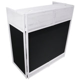 Vista DJ Booth Table Work Station with White Black Scrims and Carrying Bag White Frame