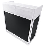 Vista DJ Booth Table Work Station with White Black Scrims and Carrying Bag White Frame