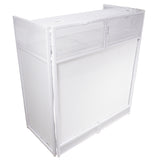 Vista DJ Booth Table Work Station with White Black Scrims and Carrying Bag White Frame
