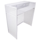 Vista DJ Booth Table Work Station with White Black Scrims and Carrying Bag White Frame