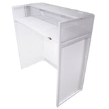 Vista DJ Booth Table Work Station with White Black Scrims and Carrying Bag White Frame