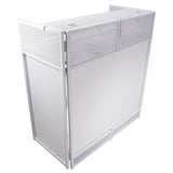 Vista DJ Booth Table Work Station with White Black Scrims and Carrying Bag White Frame