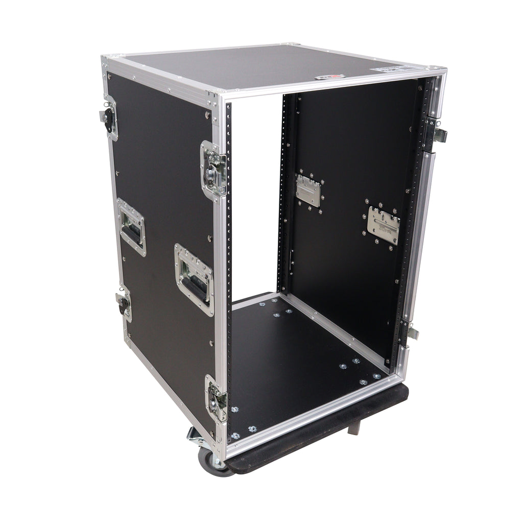 16U Vertical Amp Rack Mount Flight Case with Caster Wheels