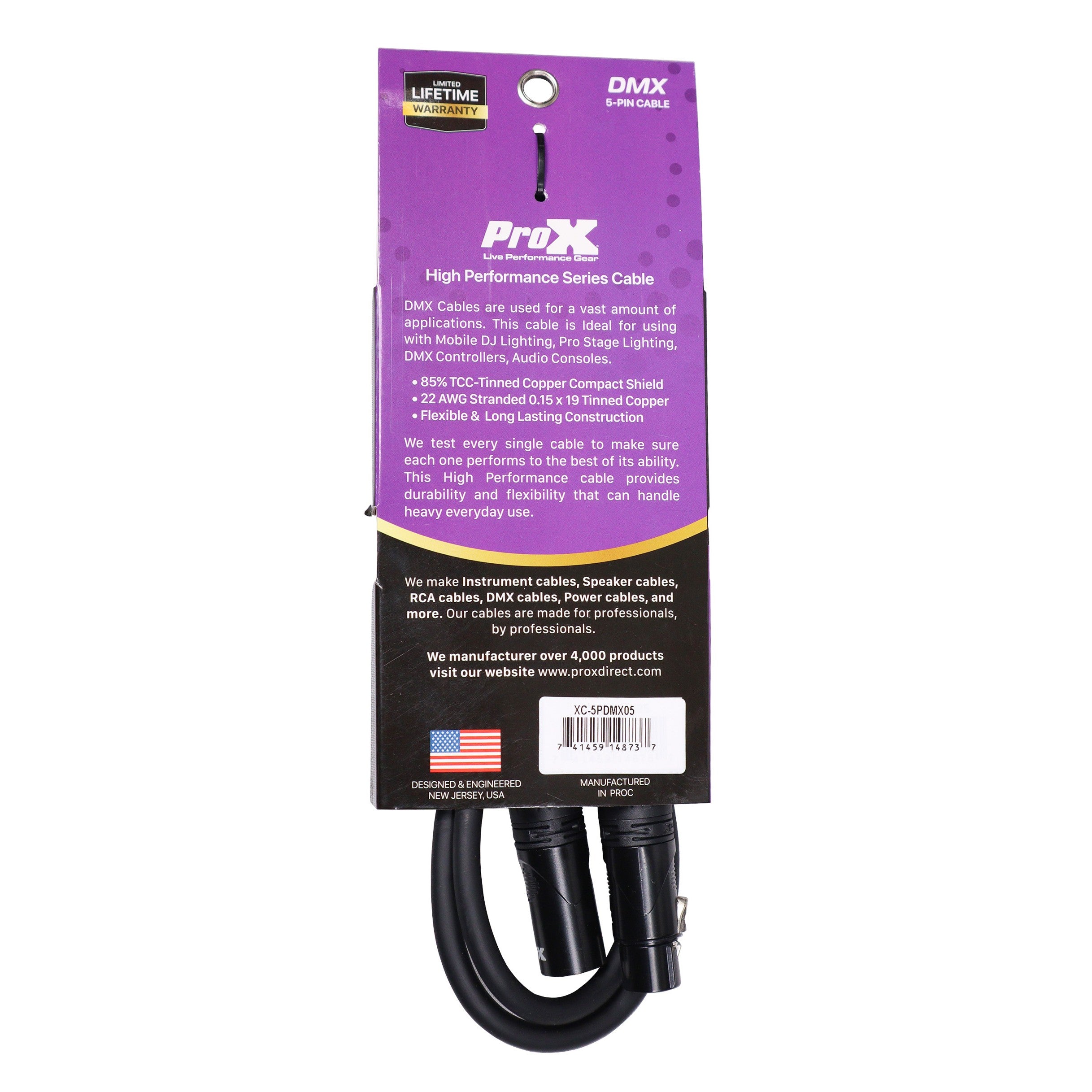 5 Ft. DMX XLR5-M to XLR5-F High Performance Data Cable