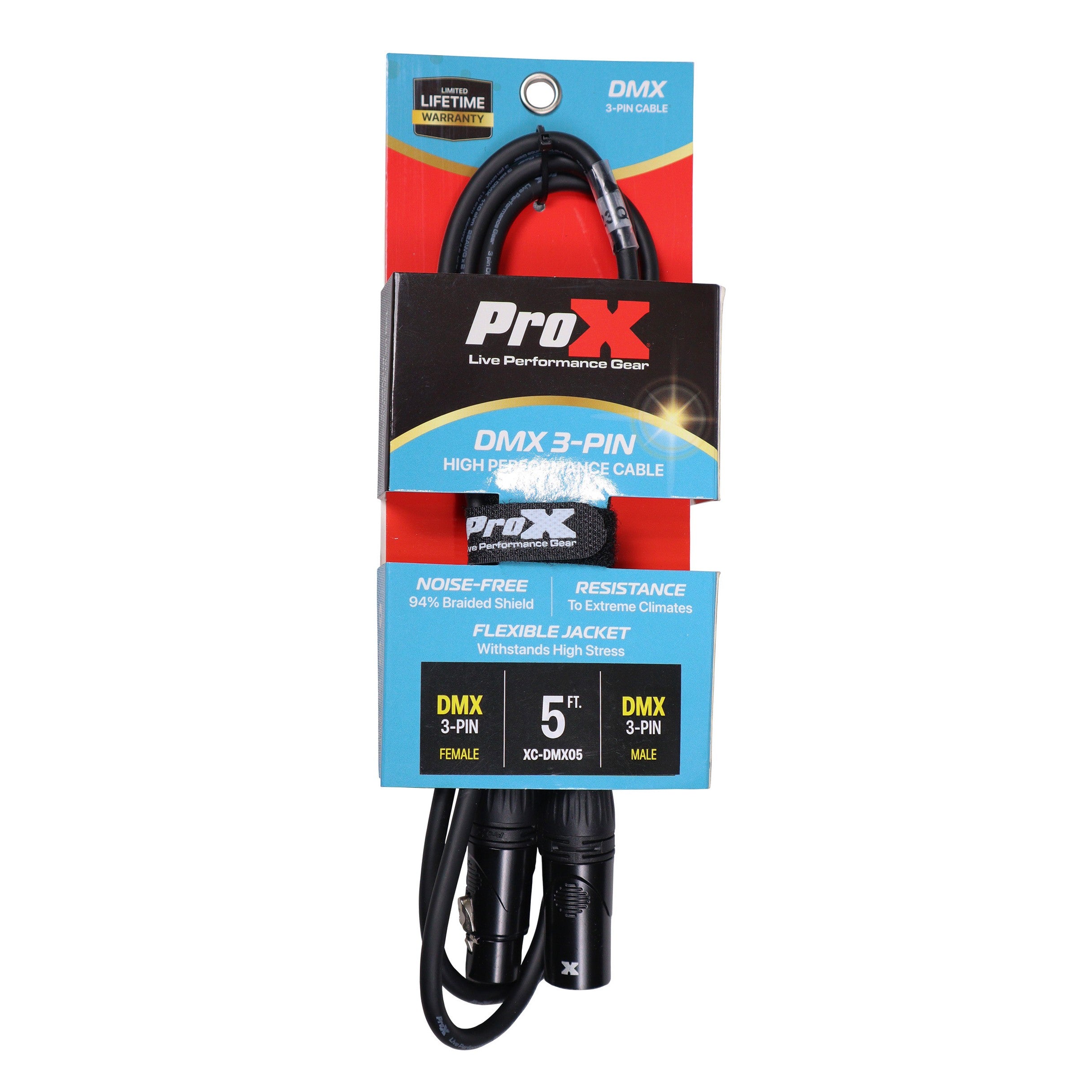 5 Ft. High Performance DMX Male 3-Pin to DMX Female 3-Pin Coupler Patch Cable