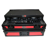 ATA Flight Case For Pioneer DDJ-SR2 DJ Controller with Laptop Shelf and LED - Black Red