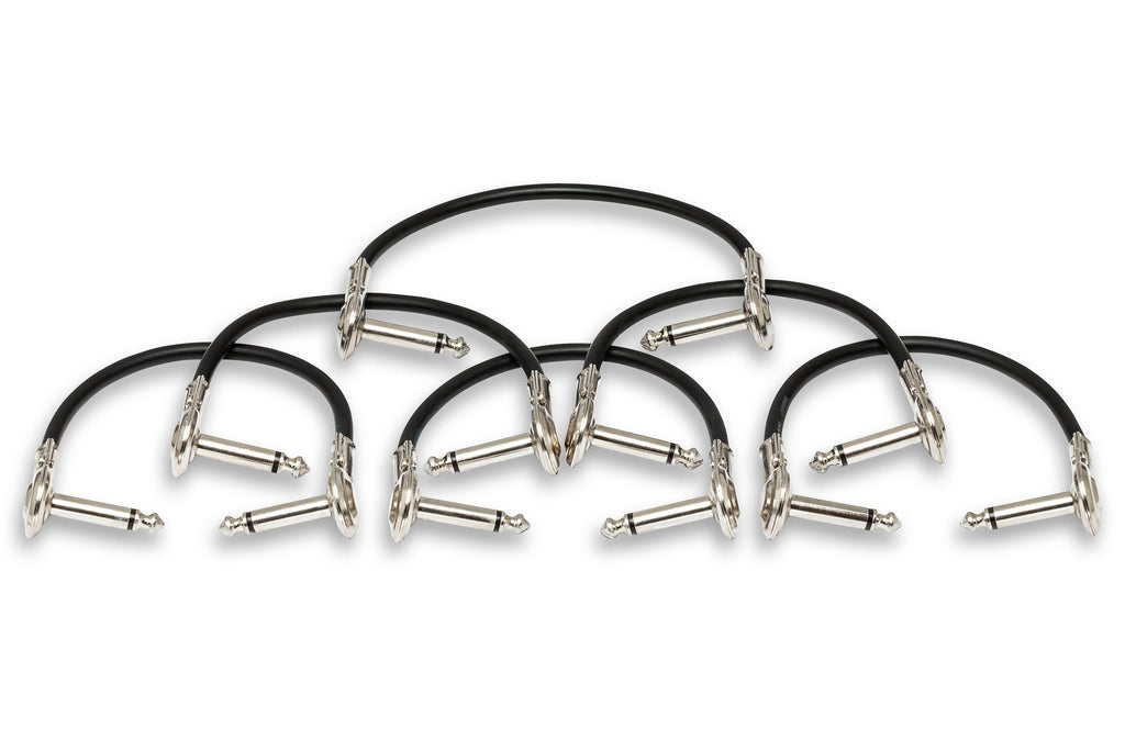 Guitar Patch Cable, Low-profile Right-angle to Same, 6 in, 6 pc - Pack