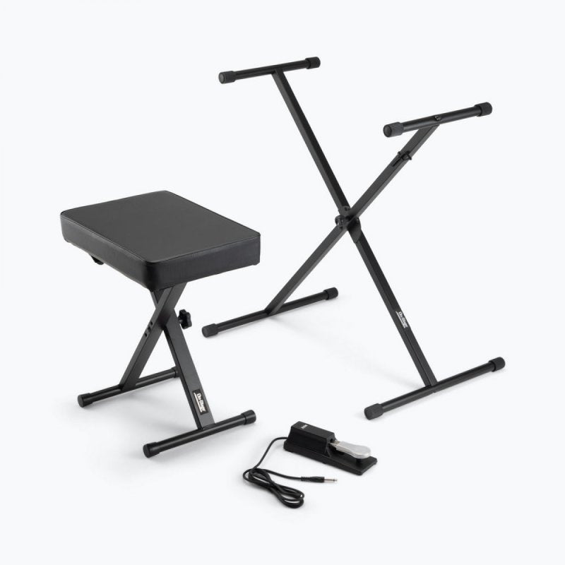 Keyboard Stand and Bench Pack with Keyboard Sustain Pedal