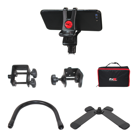 Mobi Buddy Hands Free Mobile Device Clip Kit DJ Cellphone holder Selfie Stick Table Stand Tripod Clamp and Case
