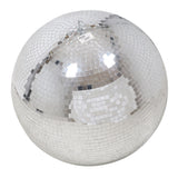 30" Mirror Disco Ball with 3/4" Glass Tiles | Bright Silver Reflective DJ Sphere with Hanging Ring