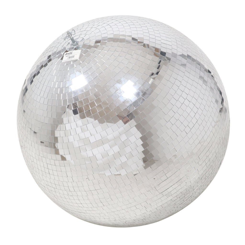 30" Mirror Disco Ball with 3/4" Glass Tiles | Bright Silver Reflective DJ Sphere with Hanging Ring