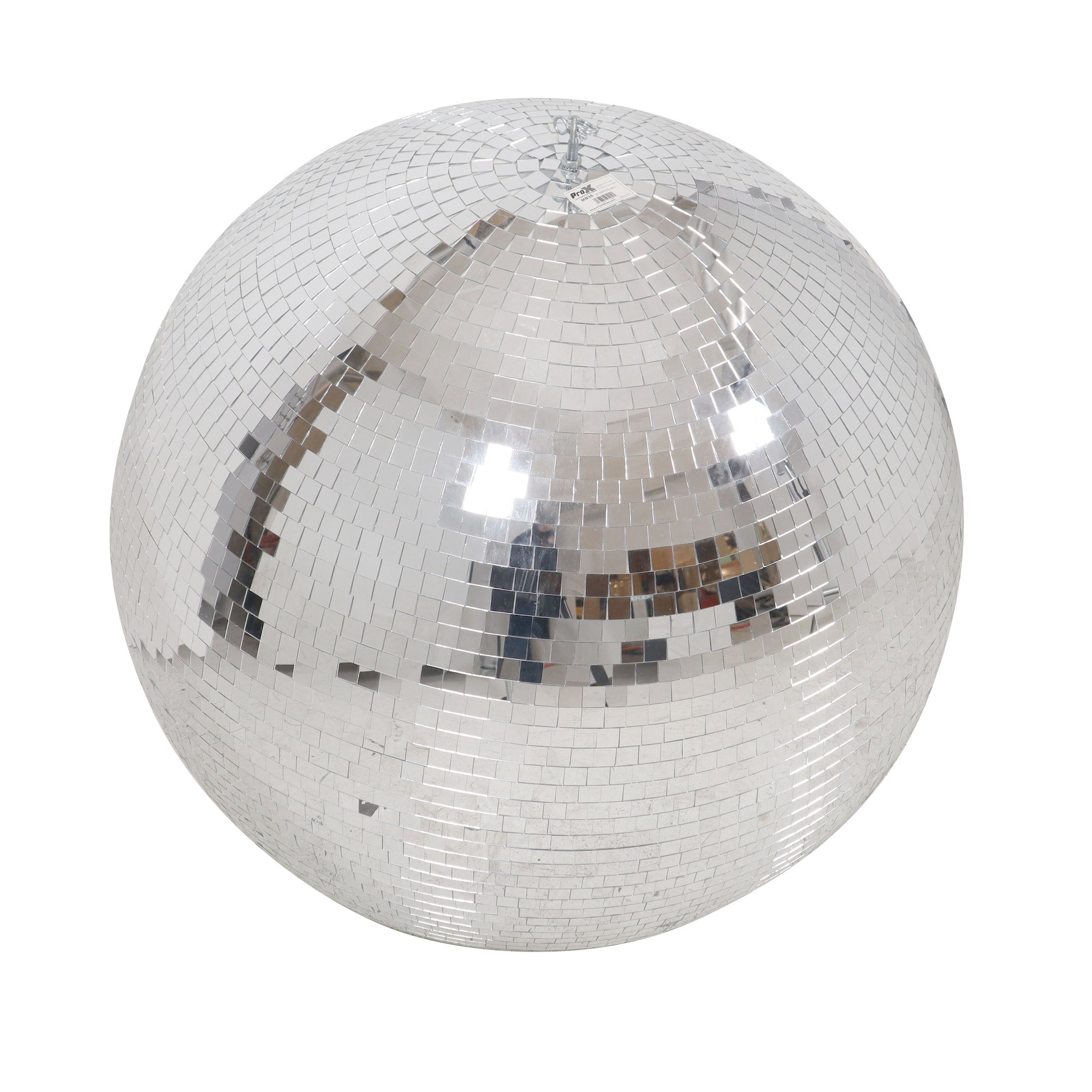 36" Mirror Disco Ball with 3/4" Glass Tiles | Bright Silver Reflective DJ Sphere with Hanging Ring