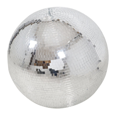 36" Mirror Disco Ball with 3/4" Glass Tiles | Bright Silver Reflective DJ Sphere with Hanging Ring