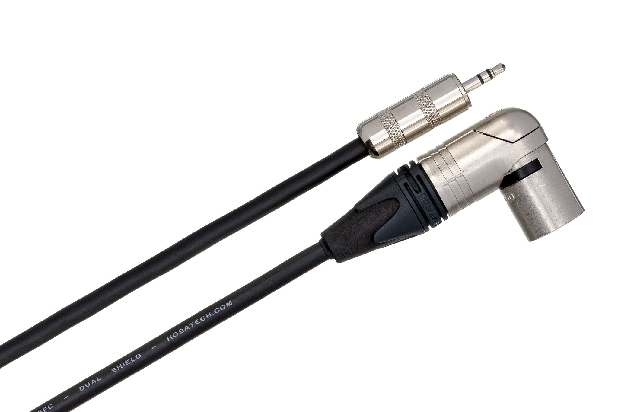 Camcorder Microphone Cable, Hosa 3.5 mm TRS to Neutrik Right-angle XLR3M - Angle