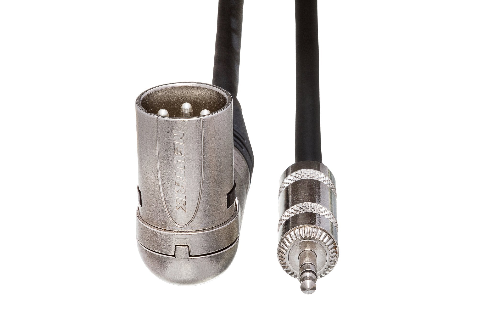 Camcorder Microphone Cable, Hosa 3.5 mm TRS to Neutrik Right-angle XLR3M - Front