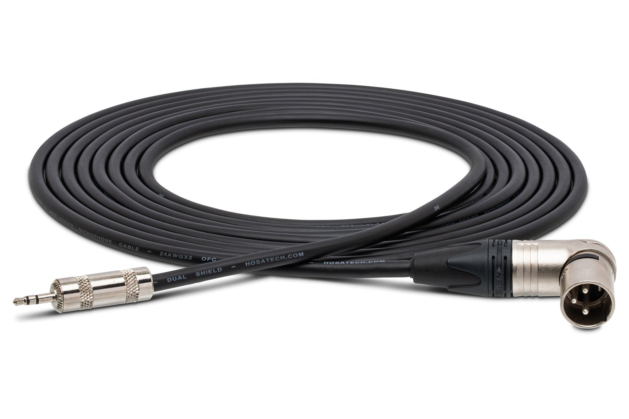 Camcorder Microphone Cable, Hosa 3.5 mm TRS to Neutrik Right-angle XLR3M - Full