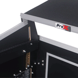 18U Vertical Rack Mount Flight Case with 10U Top for Mixer Combo Amp Rack with Laptop Shelf and Caster Wheels