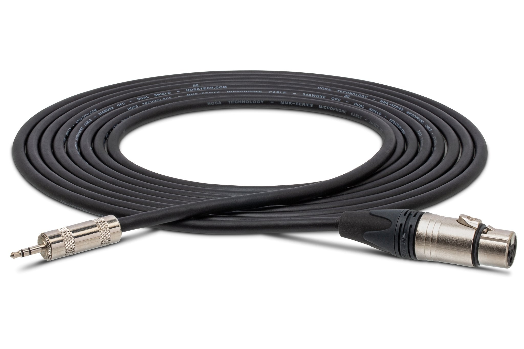 Camcorder Microphone Cable, Neutrik XLR3F to Hosa 3.5 mm TRS - Full