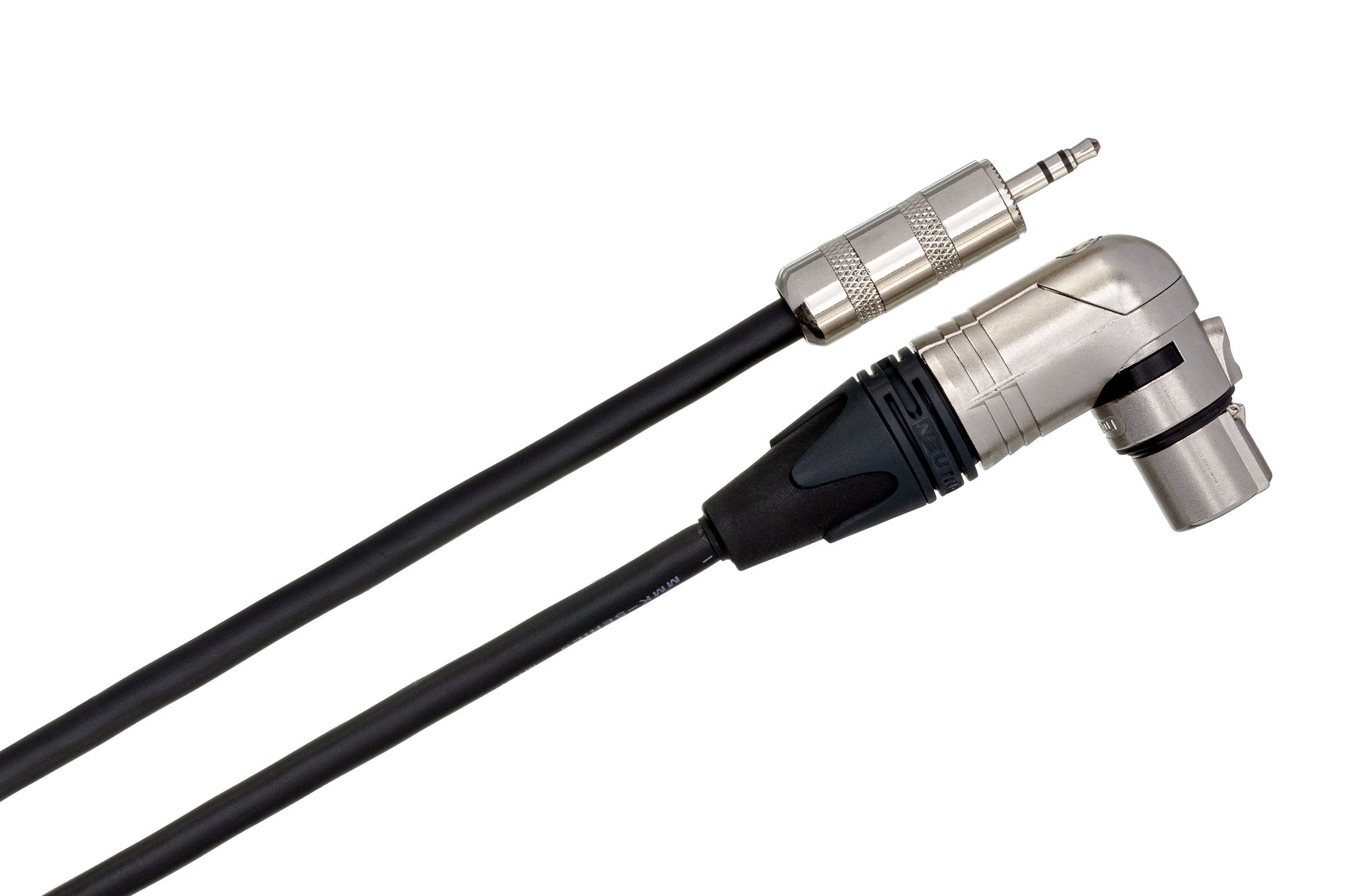 Camcorder Microphone Cable, Neutrik Right-angle XLR3F to Hosa 3.5 mm TRS - Angle
